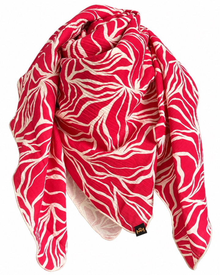 Musselin-Schal Damen Pink gemustert 140 × 140 cm von OBERMUTTI